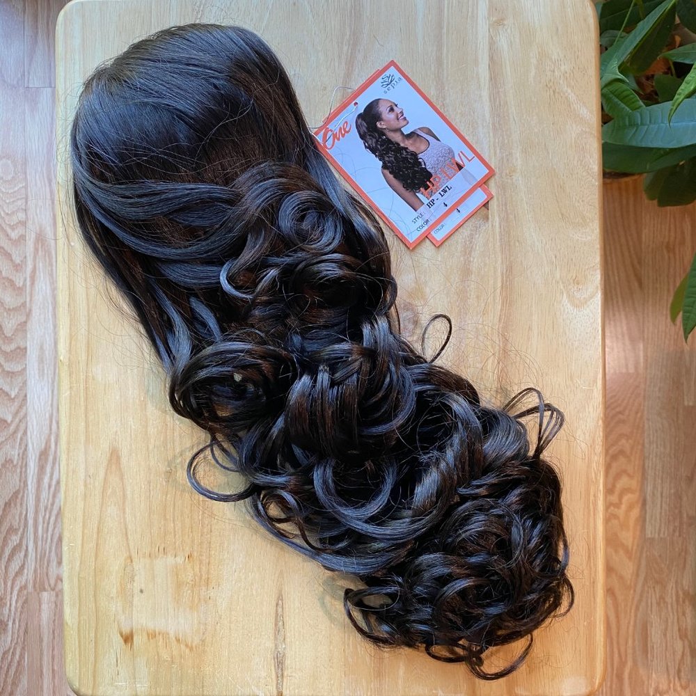 #26 SEPIA CURLY LONG DRAWSTRING PONYTAIL - Picture 2 of 4